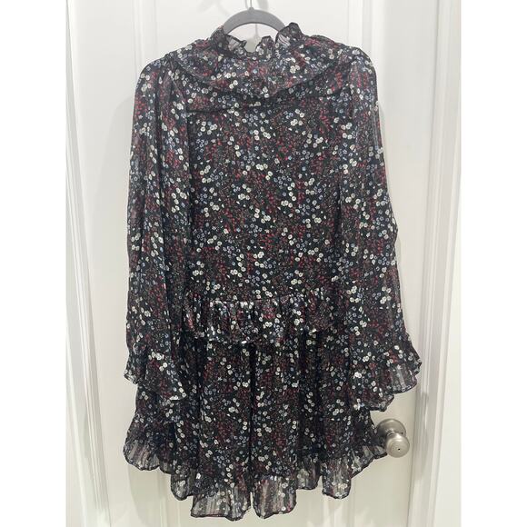 NWT Revolve Sabina Musayev Black Floral Pattern Ruffle Tie Jasmine Dress Sz XS - Picture 7 of 8